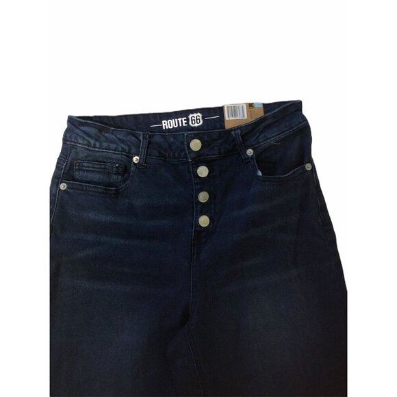 Route 66 Womens Jeans Mid Rise Ankle Wide Leg Size 10 Blue Denim Button Closure - Picture 5 of 6